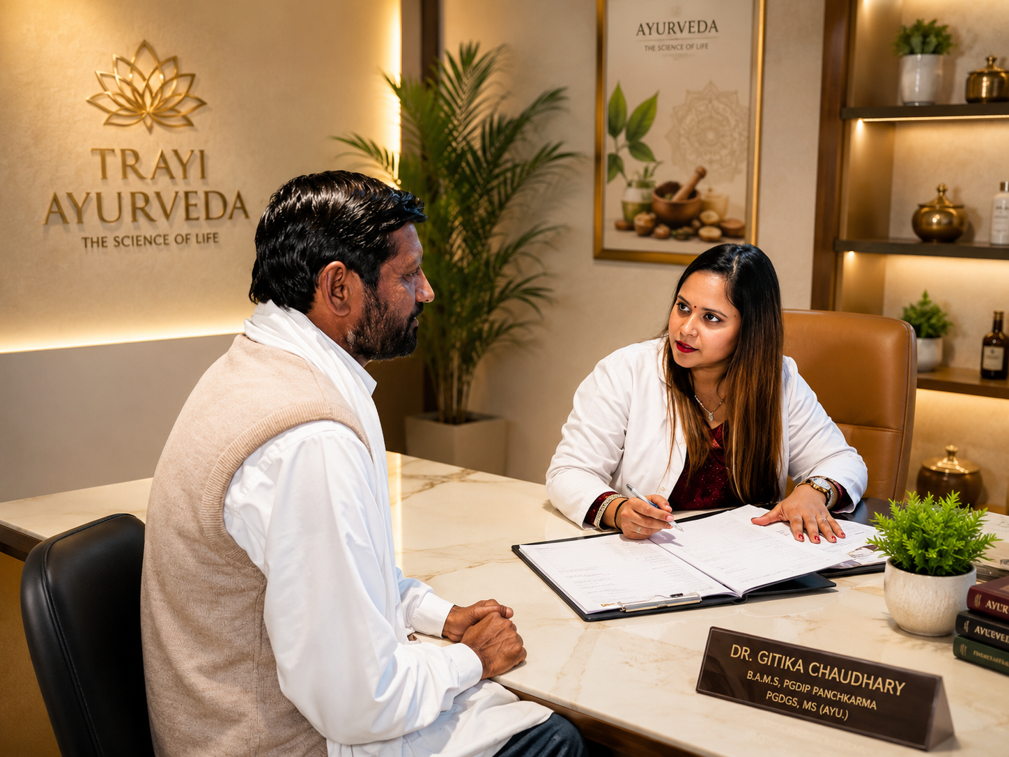 Ayurvedic consultation at Trayi Ayurveda clinic